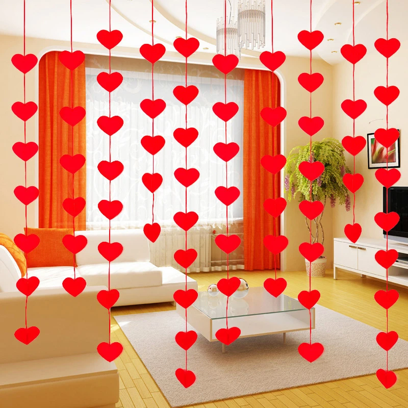 16 Hearts With Rope Romantic Wedding Decoration Marriage Room Layout DIY Garland Creative Love Curtain Wedding Supplies