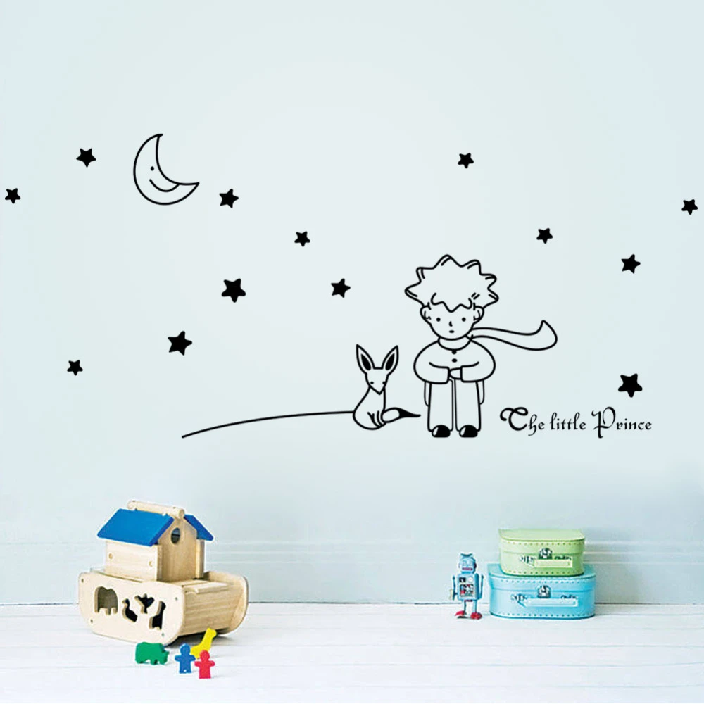 96*42cm Stars Moon The Little Prince Fox Graphic Wall Vinyl Children Fairy Tale Sticker decals for kids room nursey room decor