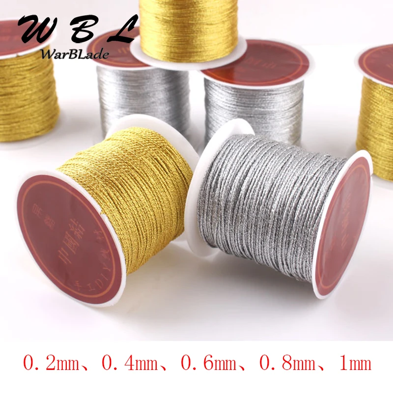 High Quality 0.2/0.4/0.6/0.8/1mm Gold Silver Cord Nylon Cord Thread String Rope Bead Wires DIY Braided Bracelet Jewelry Making