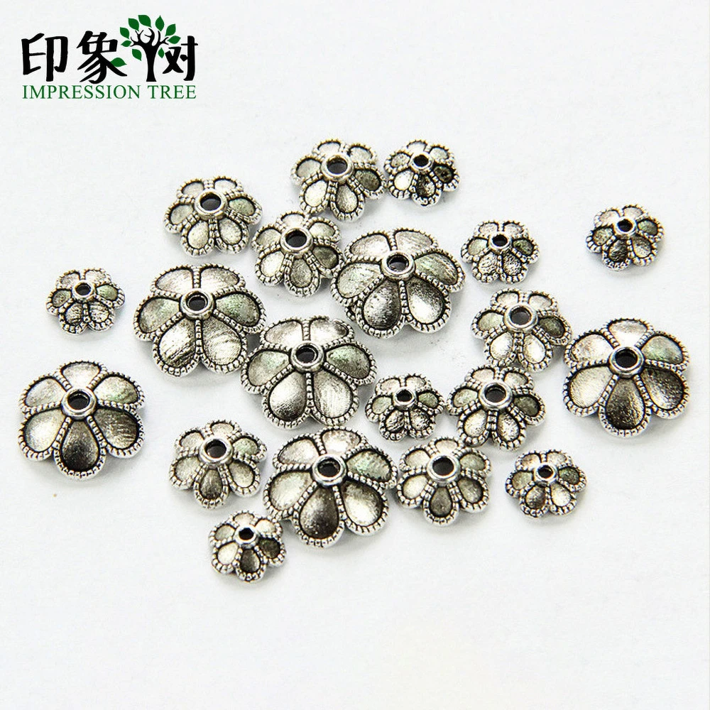 6/8/11mm Zinc Alloy Silver Flower Star Spacers Beads Caps Charm Handmade For Jewelry Components Making Bracelet Accessories 845