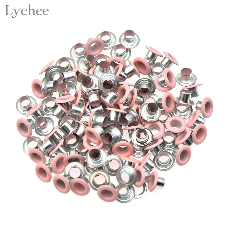 Lychee Life 100pcs Metal Eyelets Grommets for Leather Craft DIY Handmade Scrapbooking Accessories