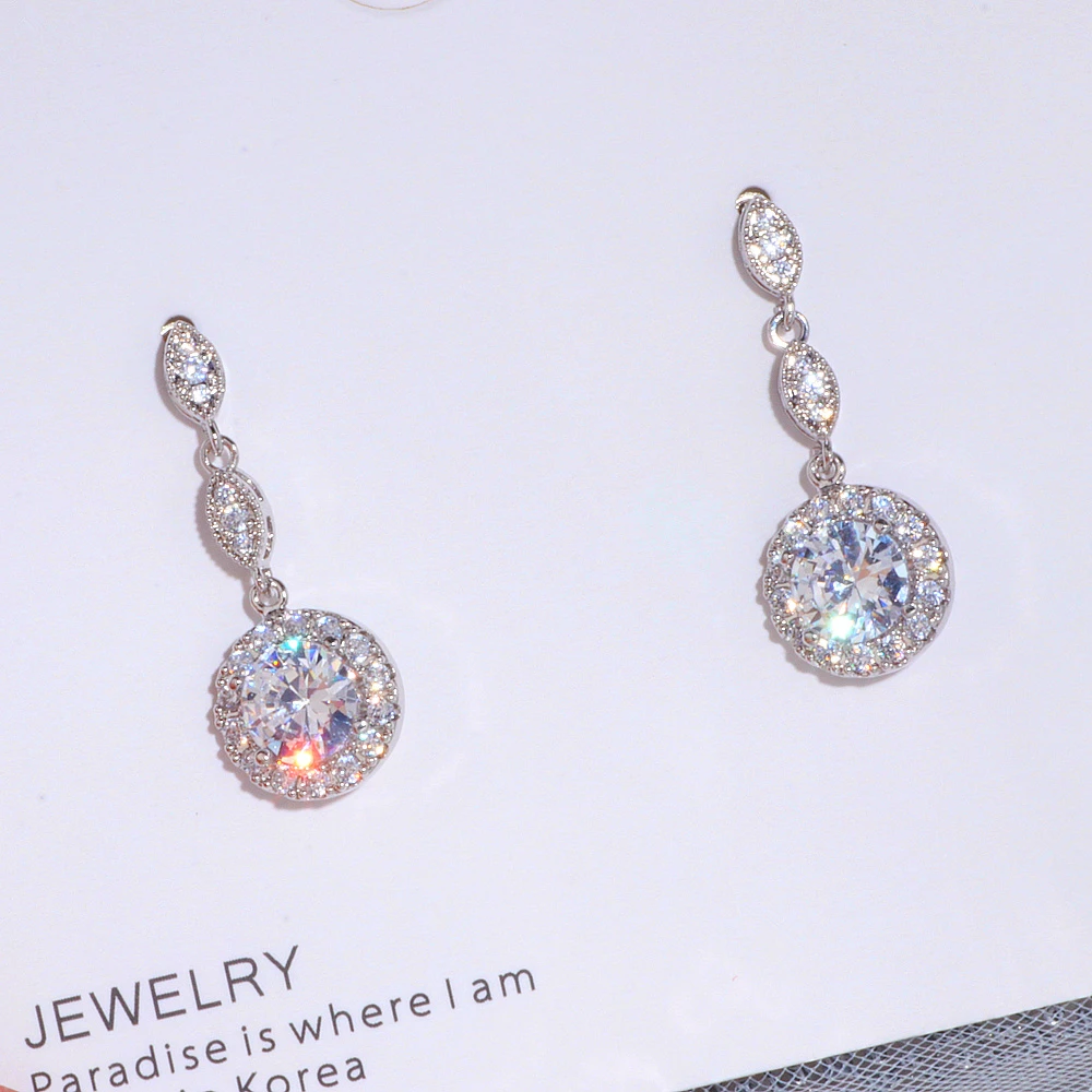 Luxury Female Water Drop Earrings Fashion AAA+ Zircon Stone Earrings Elegant Long Dangle Earrings Women Wedding Jewelry Gifts