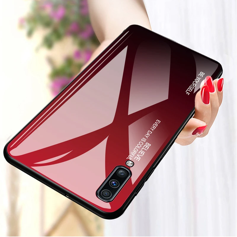 Tempered Glass Phone Case For Samsung Galaxy A30 A50 A10 A20 A40 A60 A70 A 10 20 30 40 50 60 70 s Colorful Protective Back Cover