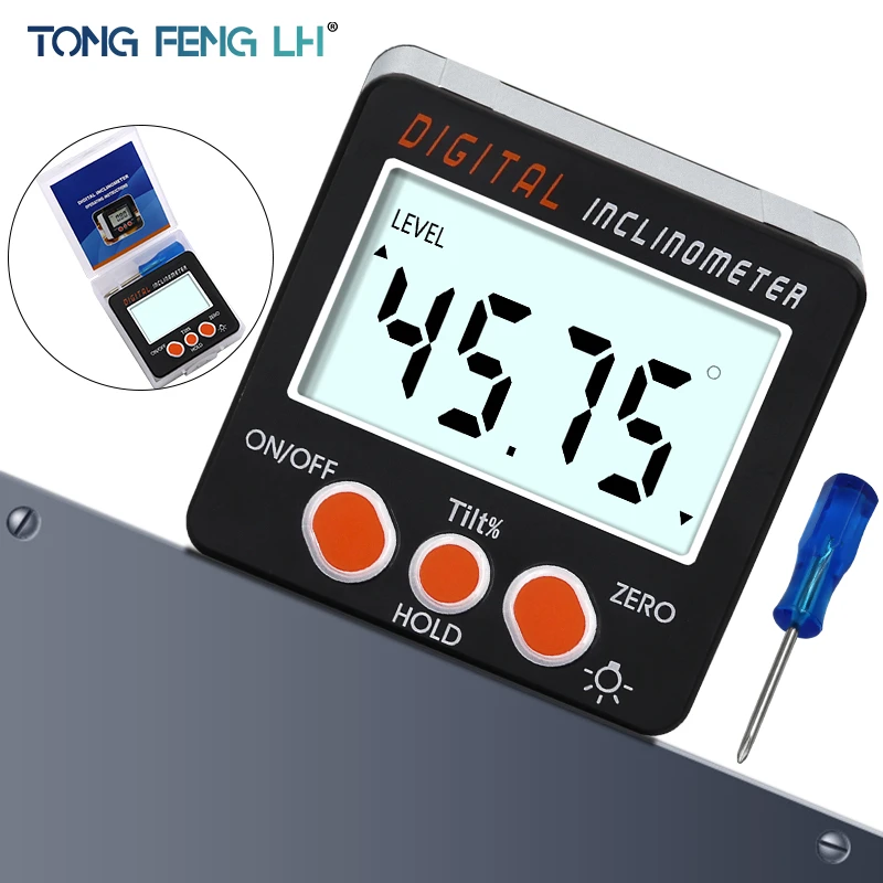 Electronic Protractor Digital Inclinometer 0-360 Aluminum Alloy Digital Bevel Box Angle Gauge Meter Magnets Base Measuring tool