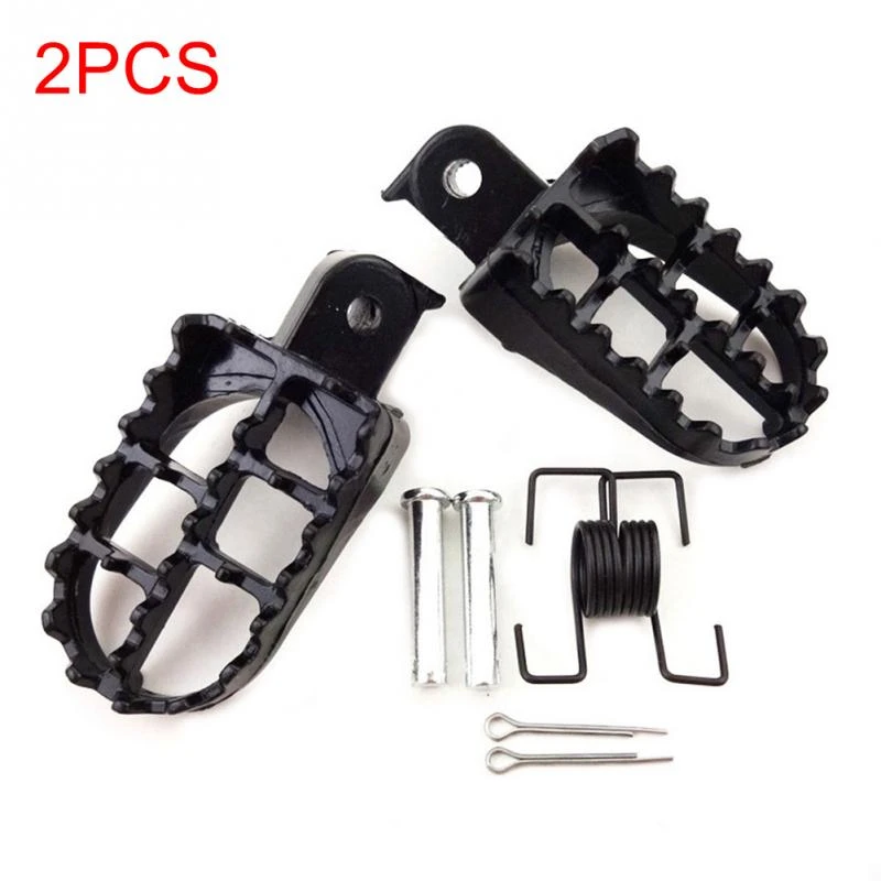 New 2PCS Footrests Foot Pegs Motorcycle Irony Wide Motocross Black Aluminium Pads