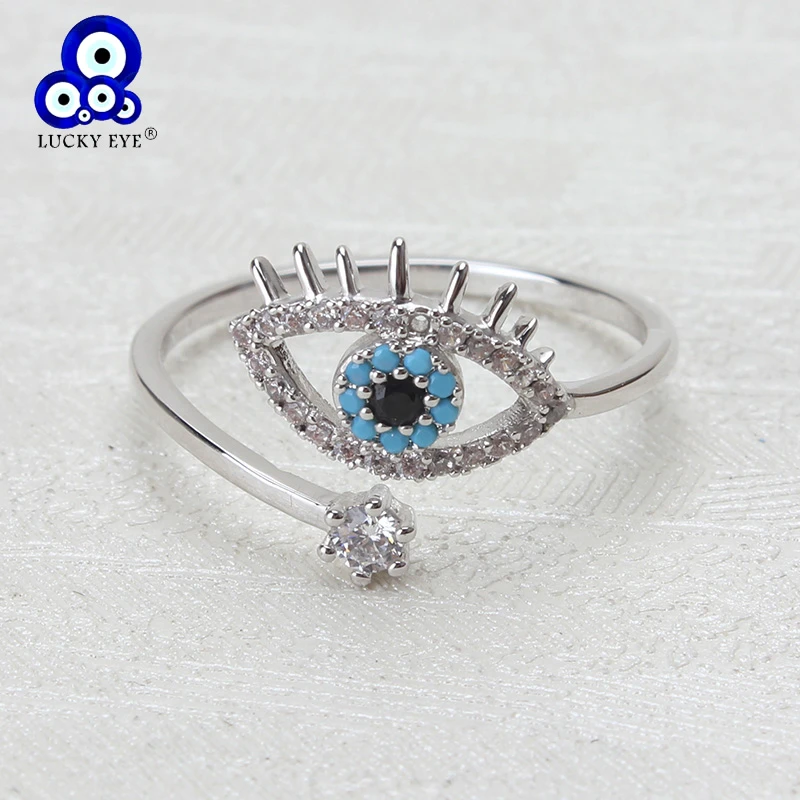 Lucky Eye Evil Eye Open Rings Copper Micro Pave Cubic Zircon Ring Jewelry Adjustable Women Ring Gifts Jewelry EY3472
