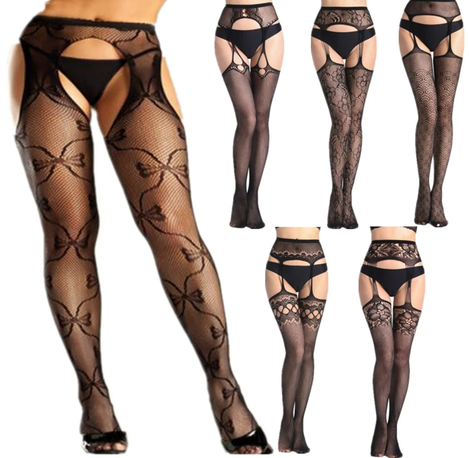 Shengrenmei Super Tights 2019 NEW Sexy Stockings Women Embroidery Open Crotch Pantyhose Oversize Popular Female Garter Lingerie