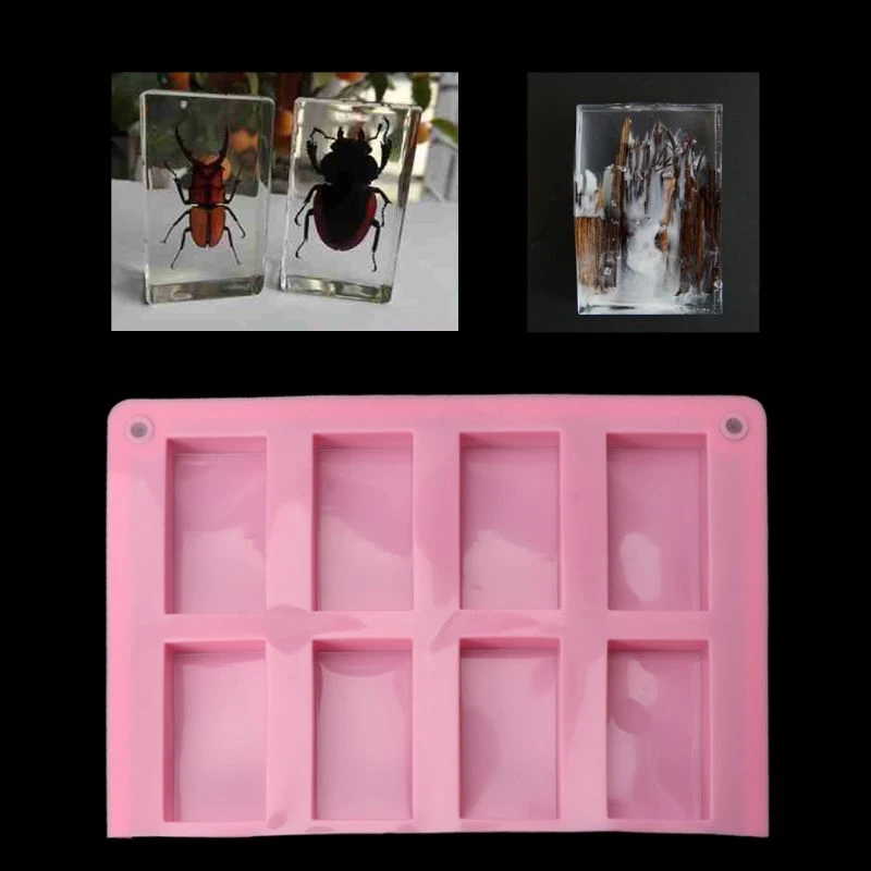 8 Cavities Rectangle Cuboid Silicone Mold Soap Dried Flower Epoxy Resin Mold DIY Tools