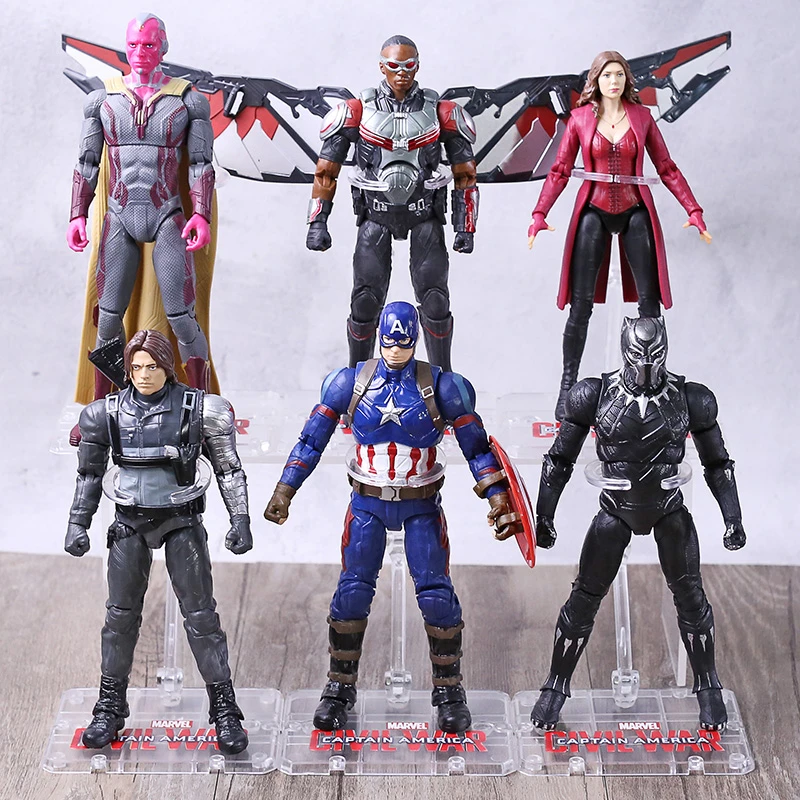 Avengers Figures Vision Falcon Scarlet Witch Bucky Carol Danvers America War Machine Black Panther Iron Man Ant-man Hawkeye