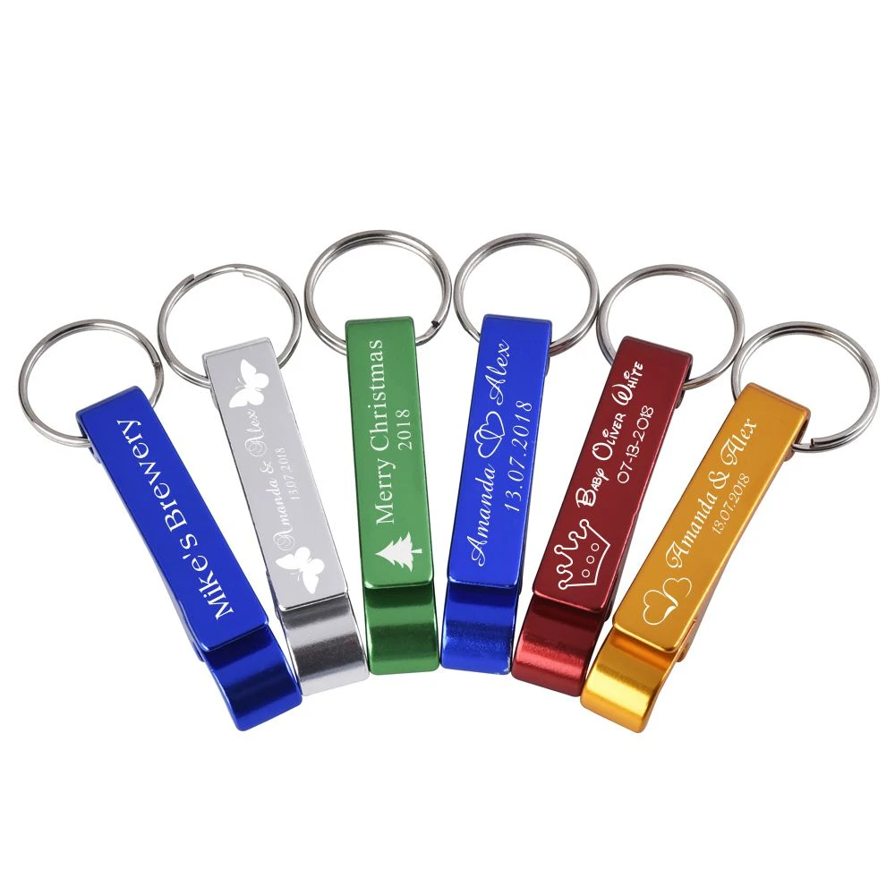 20pcs Personalized Engraved Portable Bottle Openers Key Chain Wedding Favors Baby Shower Hotels, Restaurant Christmas Customized