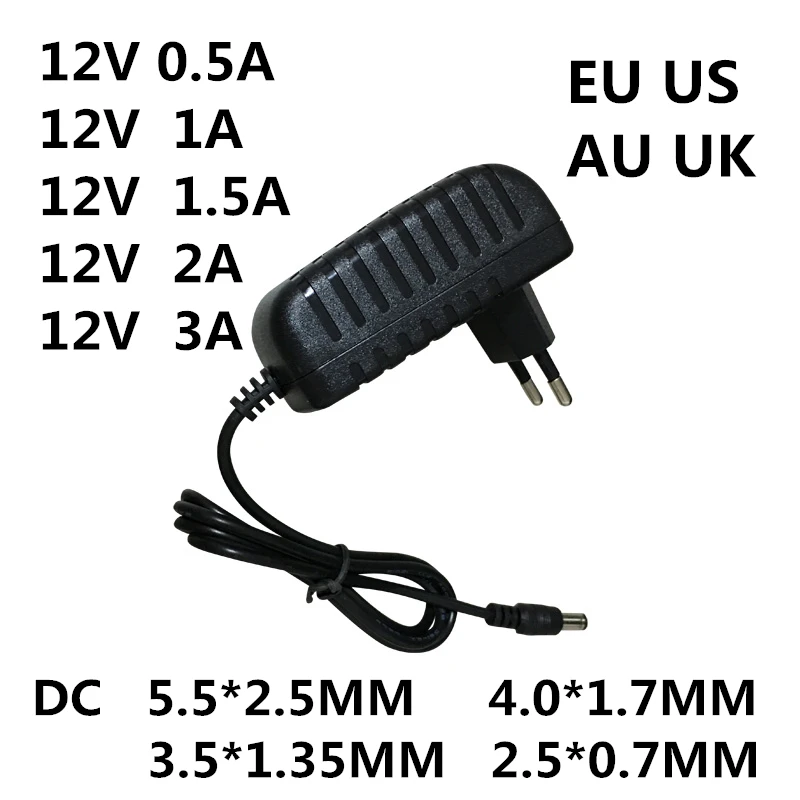 1pcs AC 100-240V DC 12V 0.5A 0.8A 1A 1.5A 2A 3A Converter power Adapter Charger Power Supply 12 V Volt for LED light strips EVD