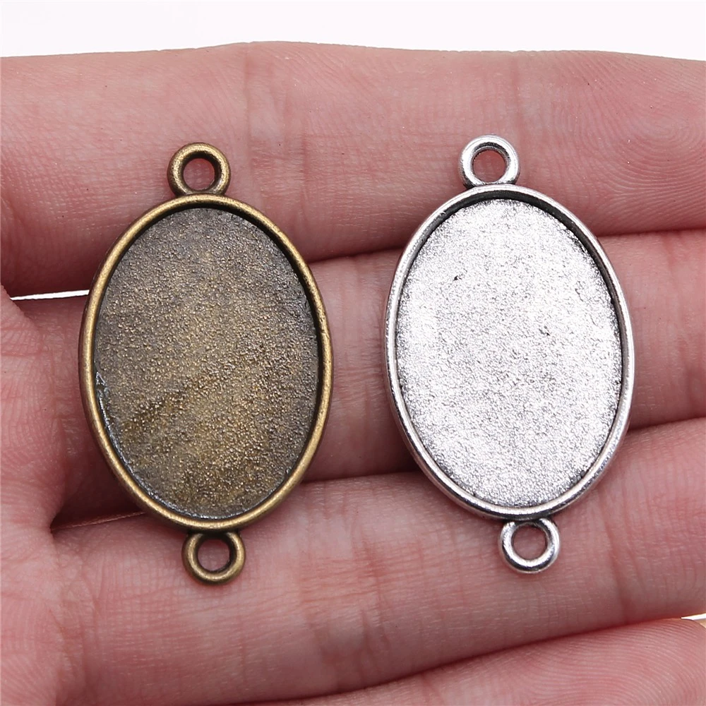 WYSIWYG 10pcs 18x25mm 13x18mm Inner Size Vintage Antique Bronze Antique Silver Color Cameo Cabochon Base Setting Connector