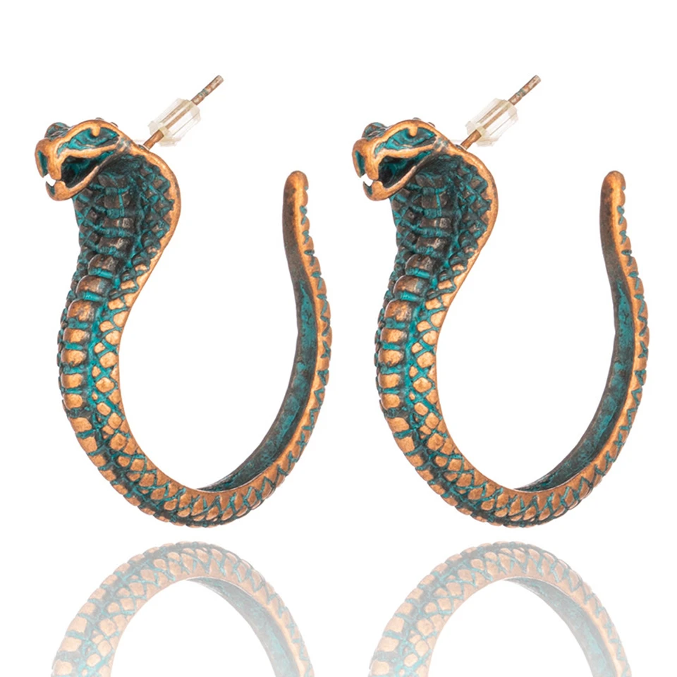 Chic Antique Green Snake Drop Earrings 2020 Latest Party Personality Cobra Dangle Earrings for Women Punk Fashion Jewelry Gifts