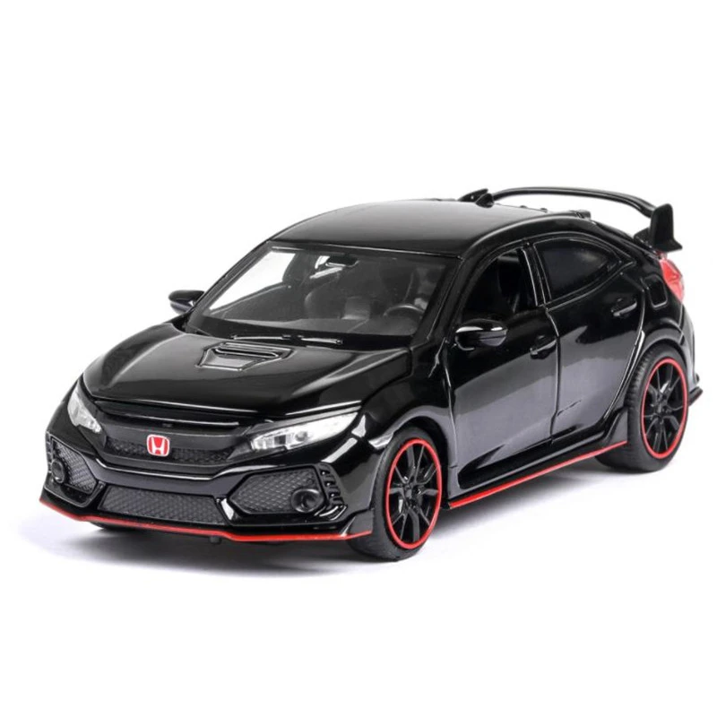 1:32 HONDA CIVIC TYPE-R Diecasts & Toy Vehicles Metal Car Model Sound Light Collection Car Toys For Children Christmas Gift