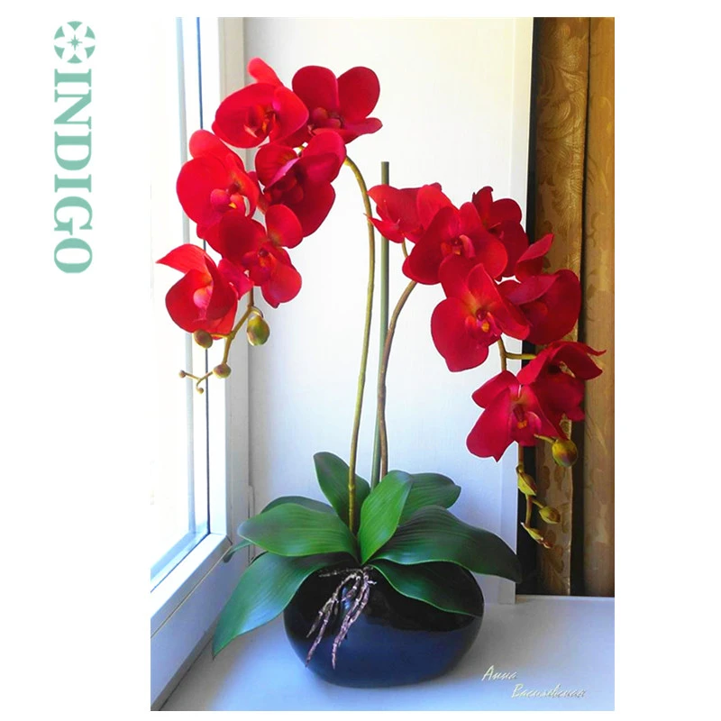 INDIGO- Red Phalaenopsis 70/78/90cm Moth Orchids  Real Touch Decoration Wedding Butterfly Flower Floral Christmas Party