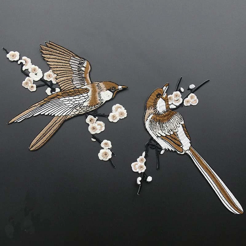 Bird Embroidered Patches Iron on Sewing Parches for clothes applique embroidery DIY Supplies Crafts Sticker 1Pair FSD06