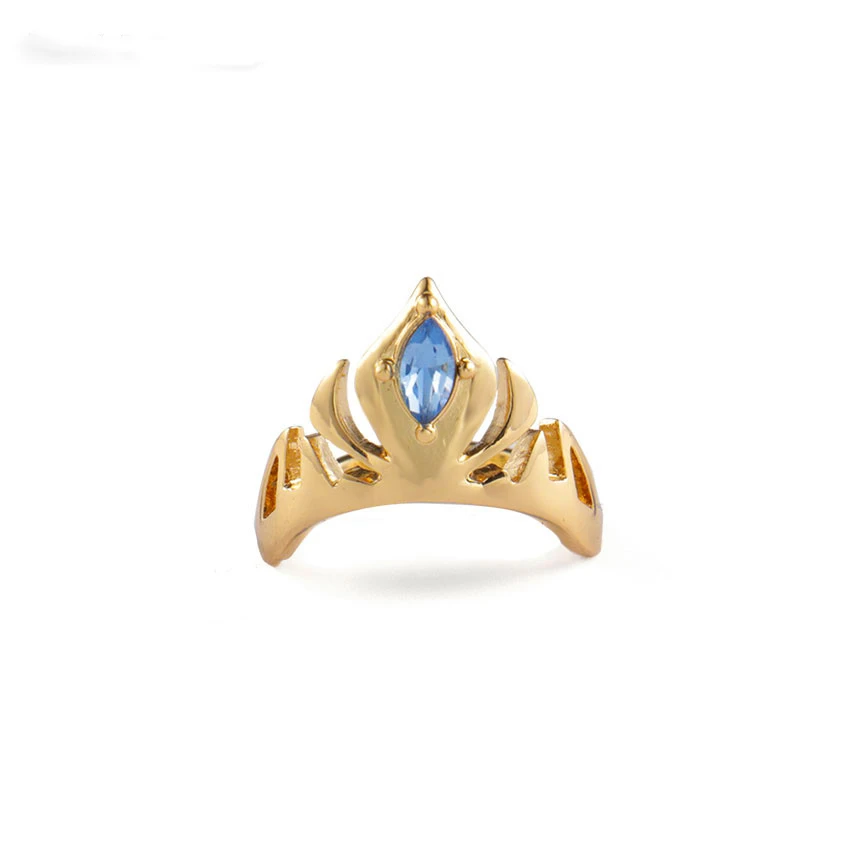 Gold Color Elsa's Crown Ring Vintage Classic Jewery Rings Gift for Girls Elas Cosplay Costume Cartoon Blue Jewelry Ring Women