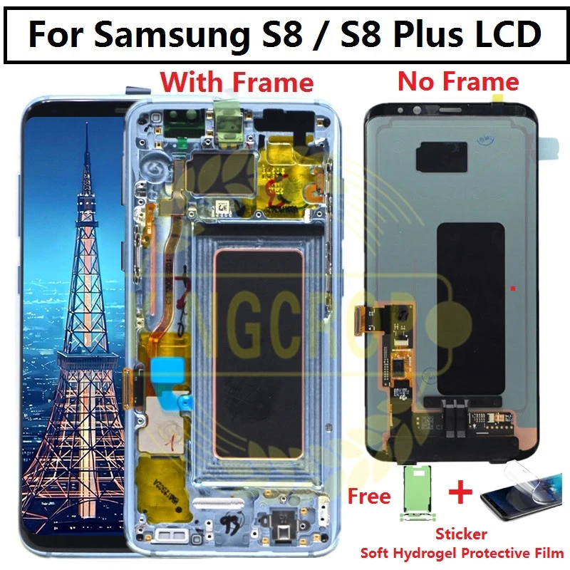 For Samsung S8 LCD with Frame Replacement for SAMSUNG Galaxy S8 Plus LCD G955 S8 G950 G950F Display lcd Touch Screen Digitizer