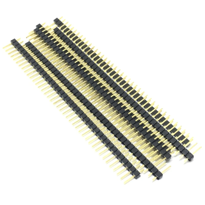 10Pcs Gold Plated Pitch 2.54mm 1x40 Pin 40 Pin Single Row Male Pin Header Strip Straight Needle Connector