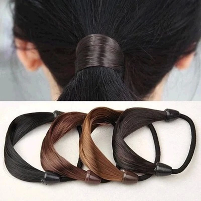 Fashion wig Braided Hair Band For Women Pigtail Type Rubber Bands Korean Style Hair Ring For Girl Hair Extension Ponytail Holder