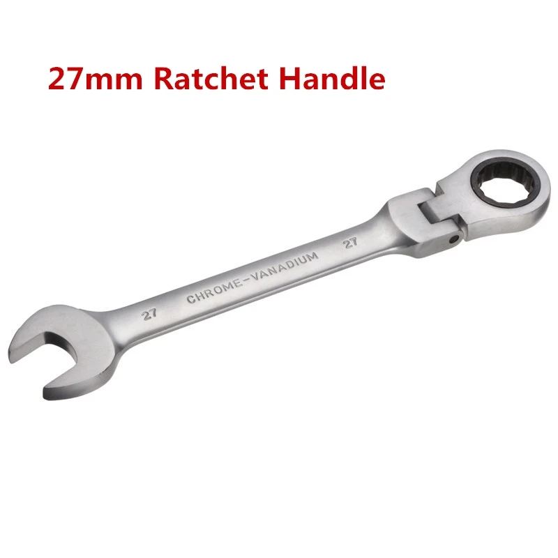 Newest 27 mm High Quality Flexible Head Ratchet Metric Spanner Open End Ring Wrenches Tool Ratchet Handle Wrench Free shipping