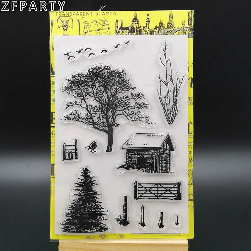 ZFPARTY  Trees Background Transparent Clear Silicone Stamp/Seal for DIY scrapbooking/photo album Decorative card making