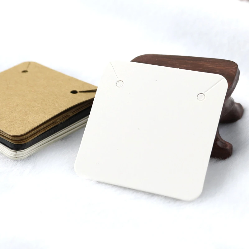 50PCS 5x5cm Blank Kraft Paper Jewelry Display Necklace Cards Hang Favor Label Tag For Jewelry Making Diy Accessories Wholesale