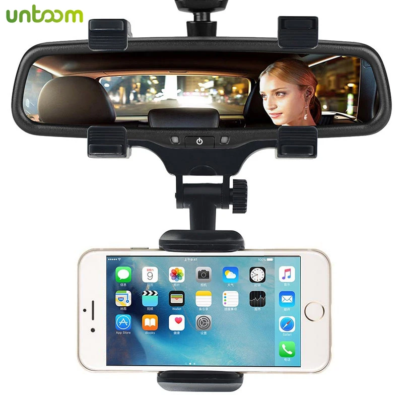 Universal Car Phone Holder 360 Degrees For Apple iPhone Samsung GPS Smartphone Stand Car Rearview Mirror Mount Phone Holder