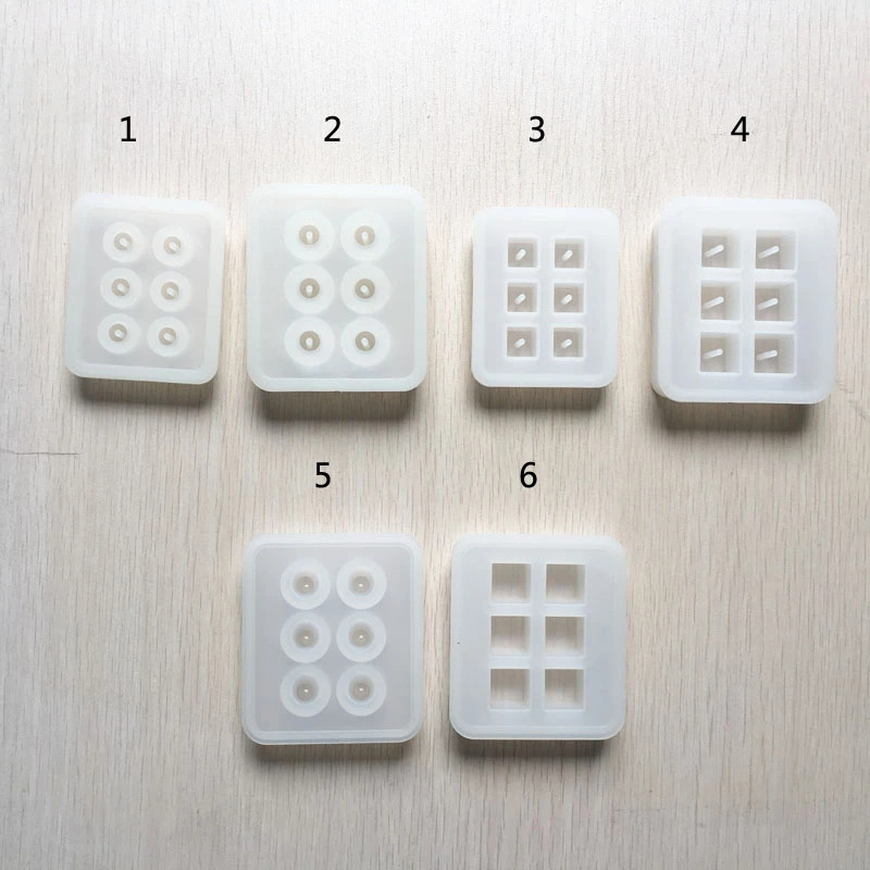 Transparent Rectangle Silicone Bead Mould Square Ball 6 Hanging Holes DIY Epoxy Jewelry Mold resin molds for jewelry