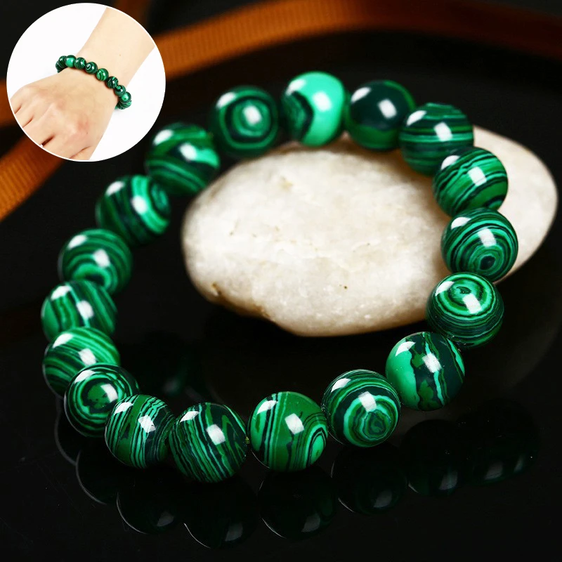 High Quality Fashion Green Malachite Men Bracelets&Bangle for Women Crystal Charm Bracelet Buddhist beads Birthday Gift