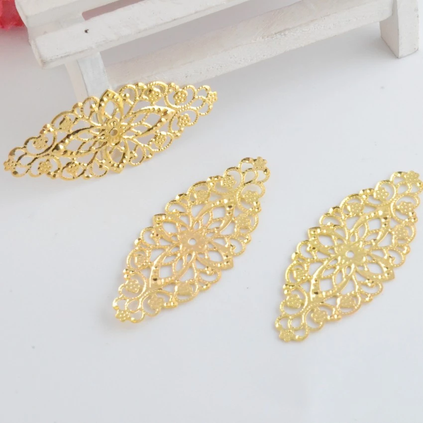 Free shipping Retail 25pcs Filigree Flower Wraps Connectors Metal Crafts Gift Decoration DIY Findings 60x26mm