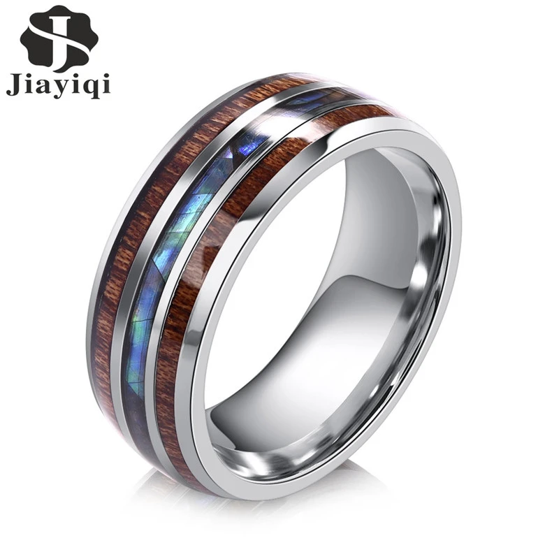 Jiayiqi Men Rings Stainless Steel Wood Grain Fashion Women Rings Male Jewelry Accessories Party Gift Wholesale Dropshipping Anel