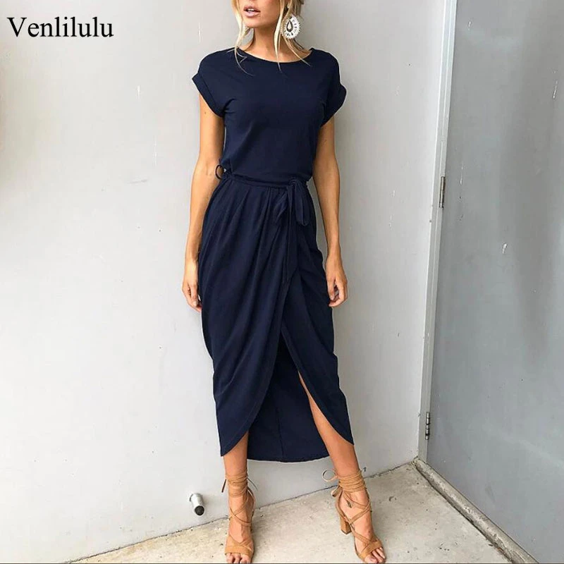 2021 Long Party Dress  Summer Short Sleeve Elegant Maxi Dress Women Loose Casual Robe Femme Sundress Female XXL XXXL