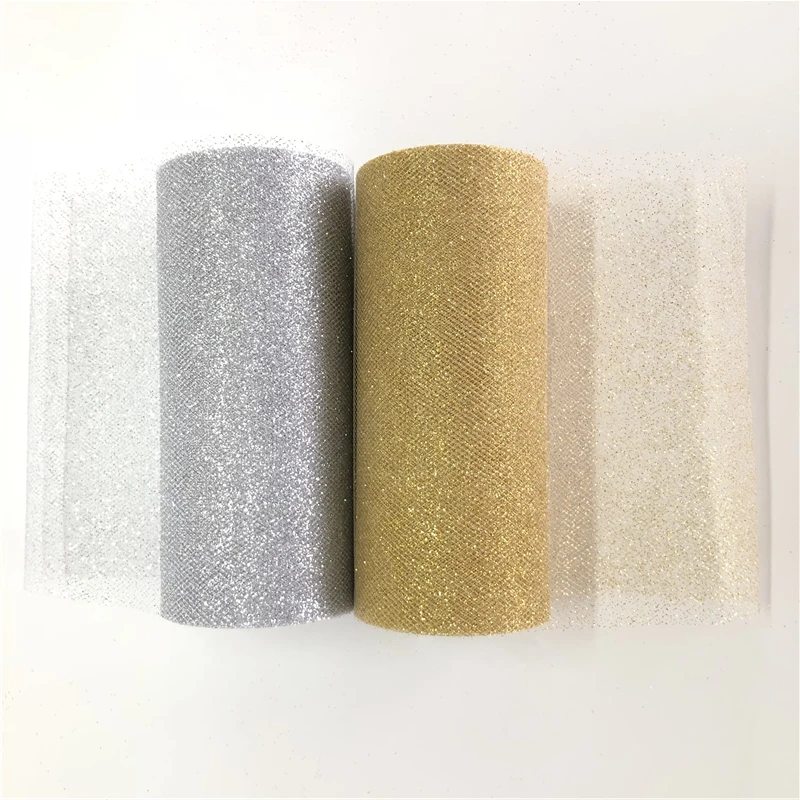 25Yards Mesh Glitter Sequin Tulle Roll Wedding Decoration Organza Fabric Sparkly Glitter Sequin Tulle Roll Spool Party Supplies