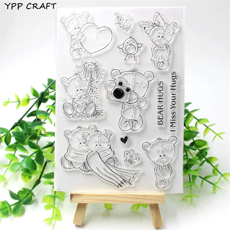 YPP CRAFT Bear Hugs Transparent Clear Silicone Stamp/Seal for DIY scrapbooking/photo album Decorative clear stamp sheets 719