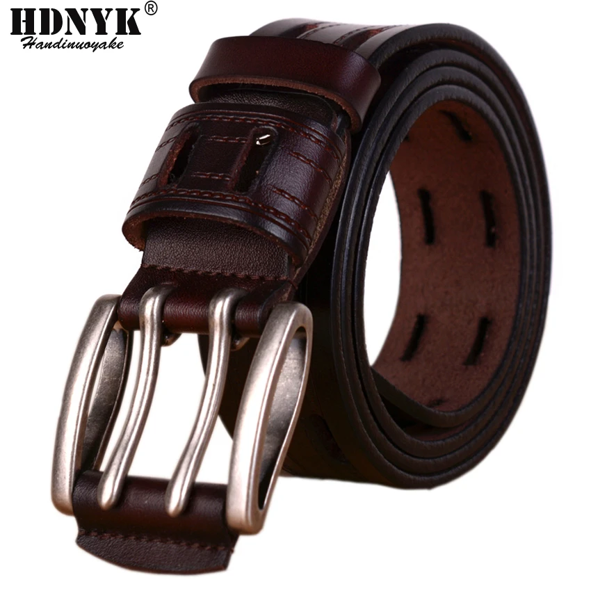 100% High Quality Genuine Leather Belts for Men Brand Strap Male Pin Buckle Fancy Vintage Jeans Cowboy Cintos