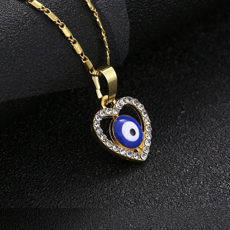 New Fashion Choker pendants Heart-shaped Necklace Silver Plated Blue Evil Eye Necklace Enamel For Women Glamour jewelry wholesal