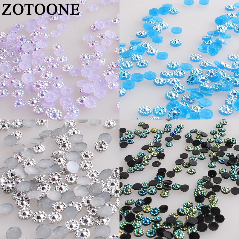 ZOTOONE Flatback Glue On Resin Rhinestone Flower Stones And Crystals Non Hotfix Nail Rhinestones For Clothing Strass Applique E