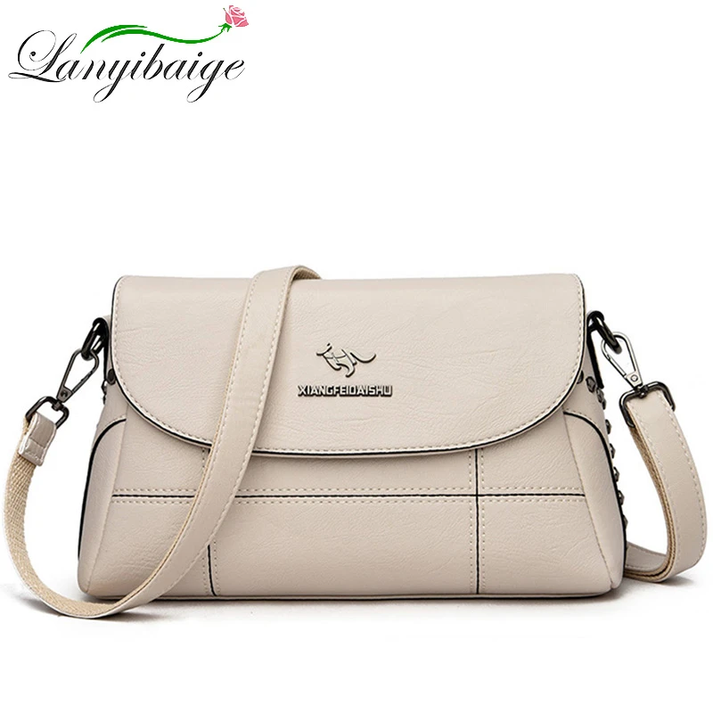 Luxury White Women Messenger Bags Female Leather Handbags Small Crossbody Bag For Women Shoulder Bags Famous Brand Designers New
