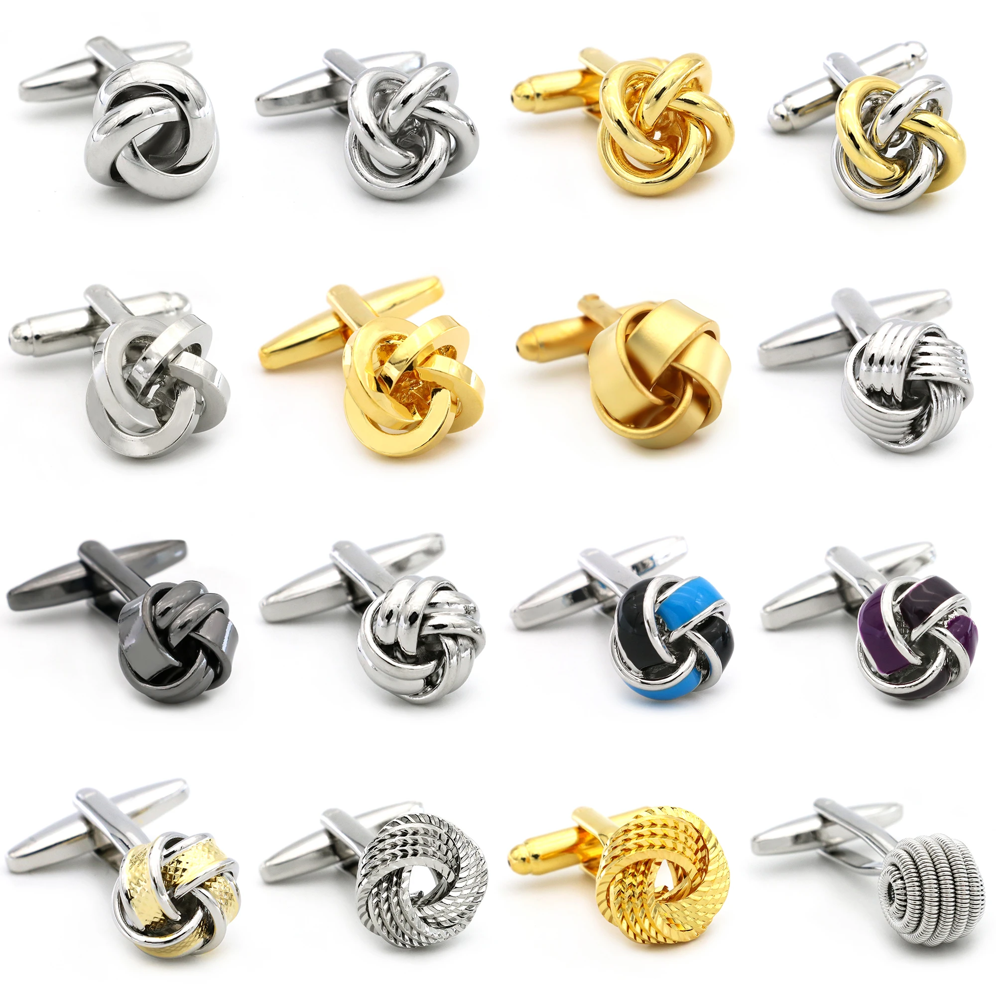 Free Shipping Metal Knot Cufflinks Gold Color Knot Design Hotsale Copper Material Cuff Links Whoelsale&retail