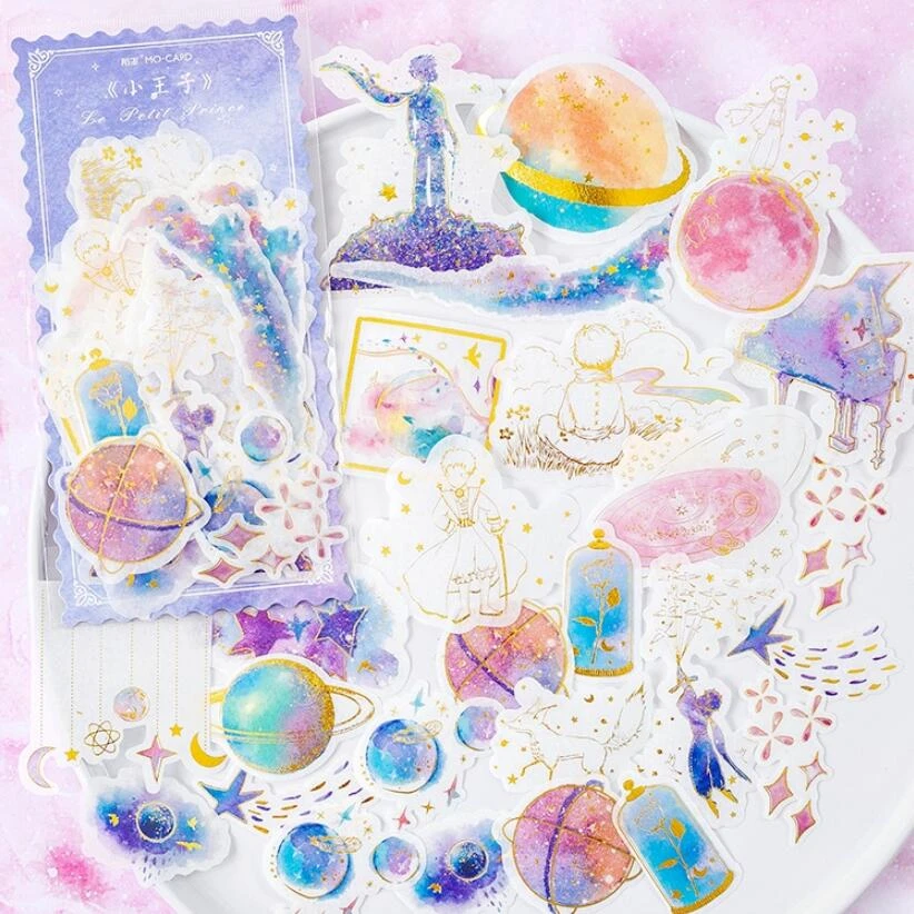 60 pcs/pack Fairy tale little prince Gilding Decorative Washi Stickers Scrapbooking Stick Label Diary Stationery Album Stickers