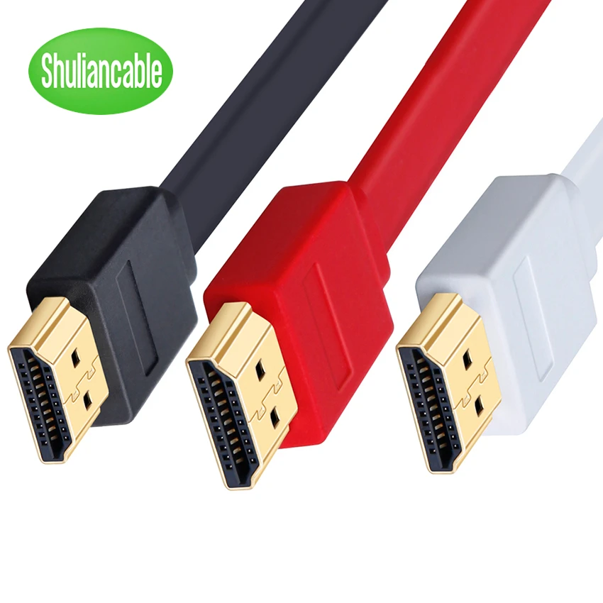 Shuliancable HDMI cable video Flat hdmi cable 1.4 1080P 3D Cable for HDTV XBOX PS3 computer 0.3m 1m 1.5m 2m 3m 5m 7.5m 10m 15m