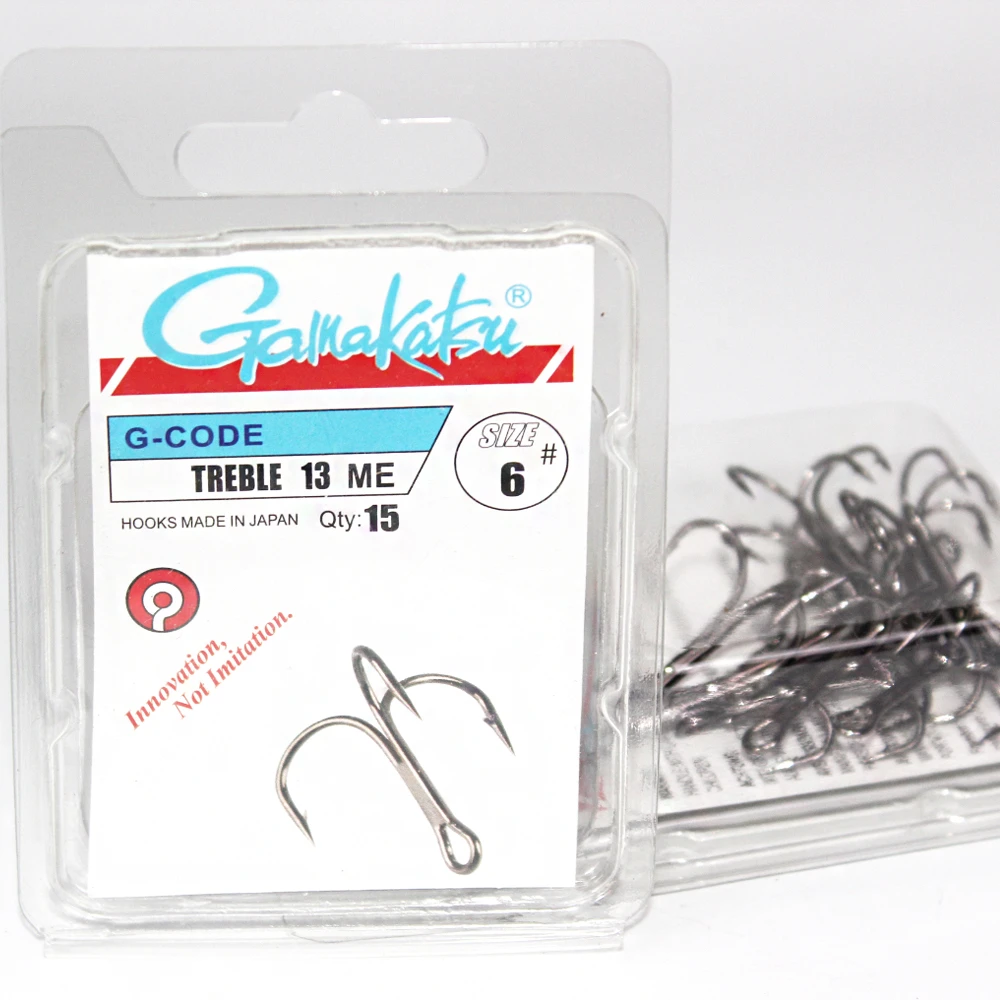 15 Pcs/lot 13ME Three hooks 1/2/4/6/8/10/12/# Black nickel Fishing Hook Treble Overturned Hooks Round Bend Treble Bass gamakatsu