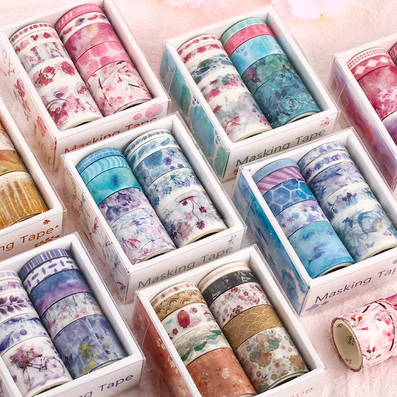 10 Pcs Washi Tape Set Stickers Scrapbooking Masking Wash Tapes Washitape Ocean Fita Adesiva Cinta Adhesiva Decorativa Flower