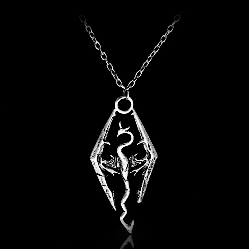 MQCHUN 2018 New Game Dragon The Elder Scrolls V Pendant Necklace Skyrim Choker Men Jewelry Necklace Chain -30
