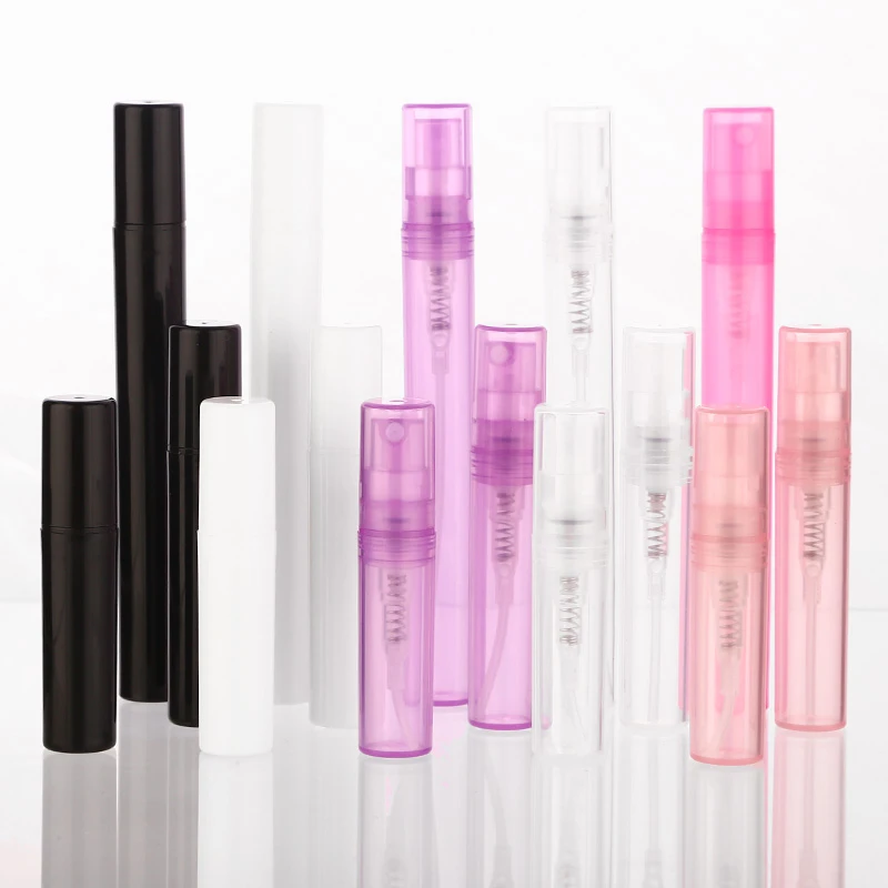 50pcs/lot 2ml 3ml 5ml Empty Translucence Plastic Spray Bottle Makeup Perfume Atomizer Refillable Bottles Print logo