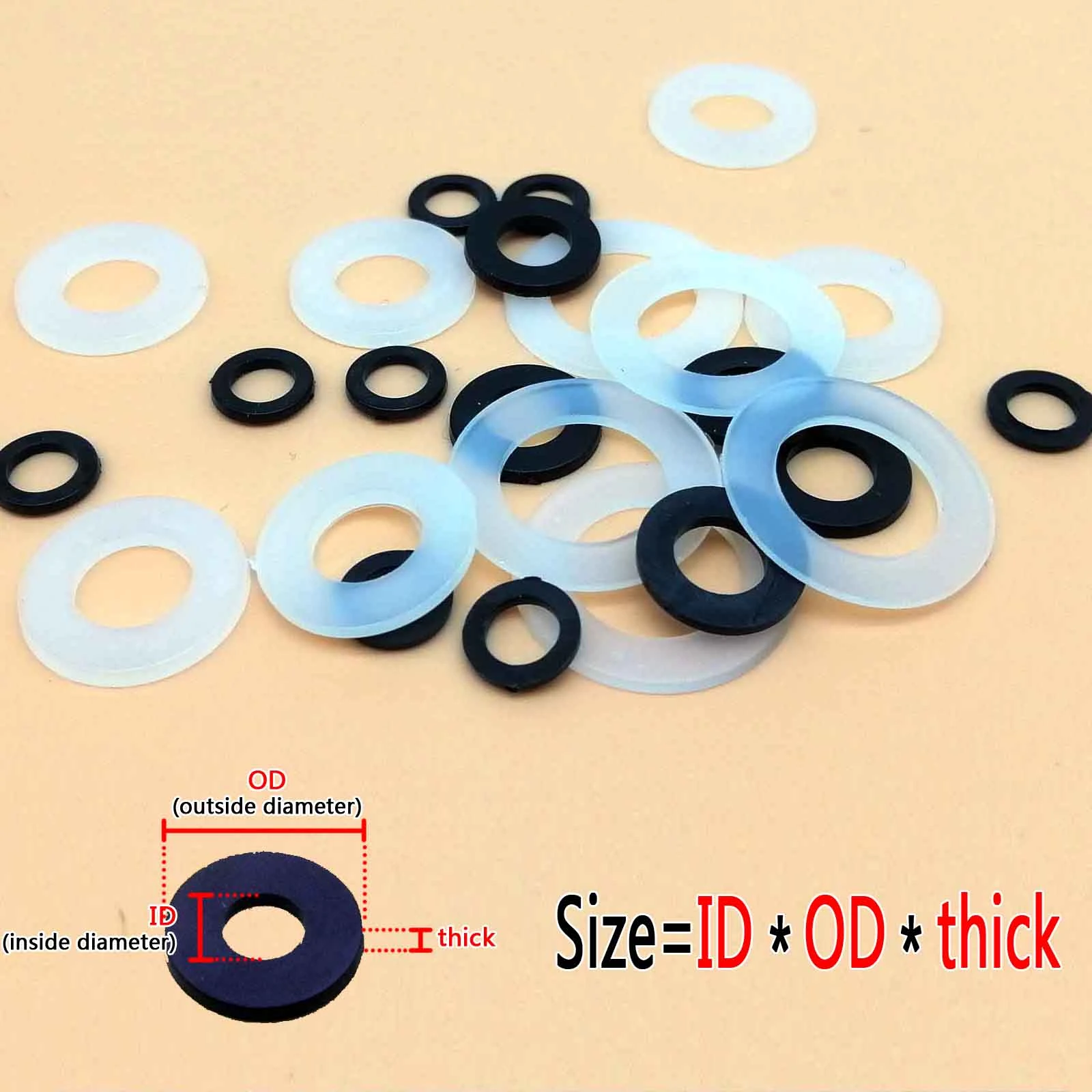 100pcs M1.5 M2 M2.5 M3 M4 M5 M6 M8 M10 M12 White Black Plastic Nylon Flat Washer Plane Spacer Insulation Gasket Ring For Screw