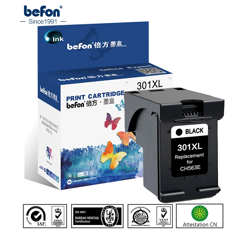 befon 301 XL Compatible Ink Cartridge Set Replacement for HP301 for DeskJet 1050 2050 3050 2150 3150 1010 1510 2540 Printer