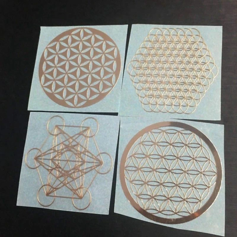 4 Pieces / Set of Flower of Life New Metal Energy Decoration Sticker Mobile Phone Case Back Sticker Cup Sticker
