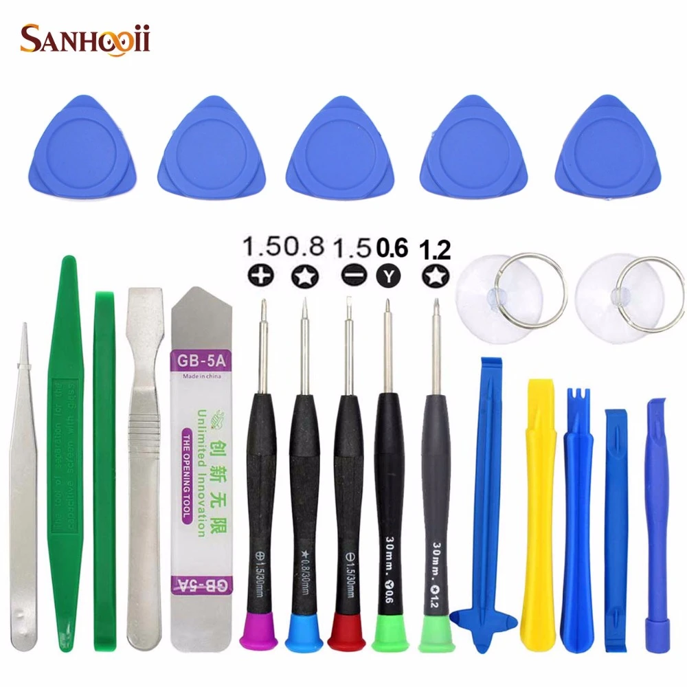 20 in 1 Mobile Phone Repair Tools Kit Tweezers Spudger Pry Screen Opening Tool Screwdriver Set for iPad iPhone X 7 8 5 5s 6 Plus